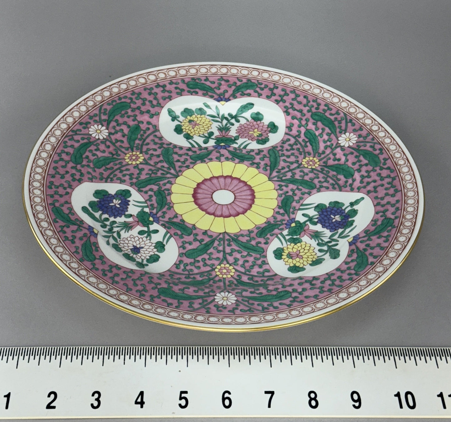 Fine Herend Handpainted Emaille Rose ERS 11" Charger Plate Pink Floral 2527