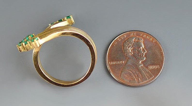 Neat 14k Yellow Gold Emeralds Shooting Star Shaped Design Ring Size 5.5