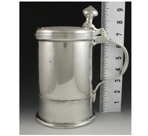 Antique 1826 German Silver Plated Pewter Large Tankard Stein