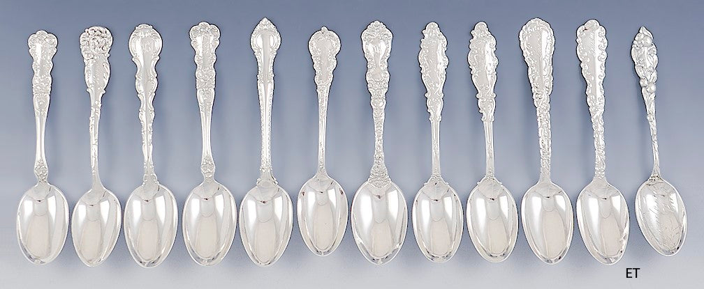 Misc. Group of 12 American Sterling Silver Teaspoons 'Laura'
