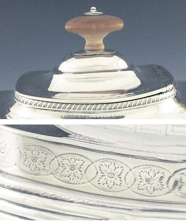 Antique 1813 English Georgian Sterling Silver Wood Stout Teapot