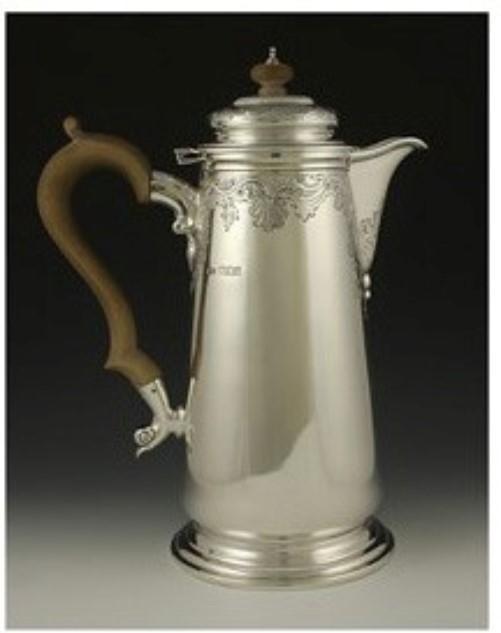 2 Antique 1916 English Sterling Silver Wood Coffeepots Teapots Crichton