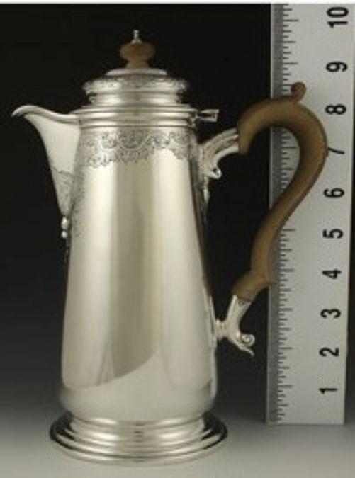 2 Antique 1916 English Sterling Silver Wood Coffeepots Teapots Crichton