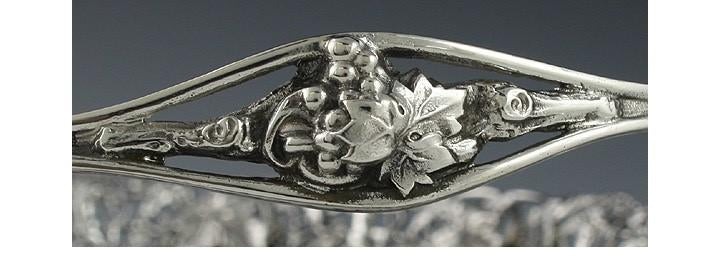 Antique Art Nouveau American Sterling Silver Cupid Grape Swing Handle Basket