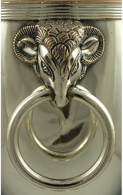 Antique c1810 English Sheffield Fused Silver Plate Ram's Head Hot Water Urn 14"