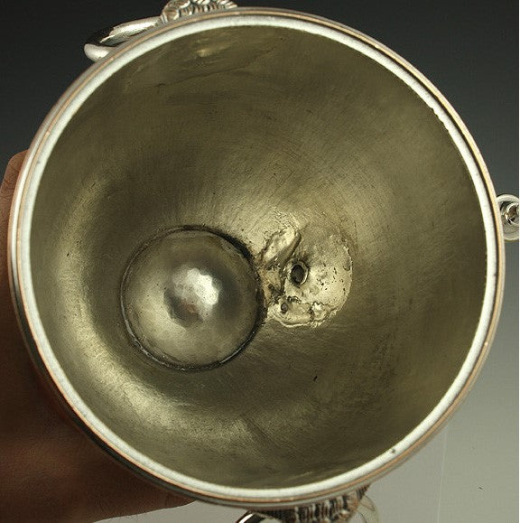 Antique c1810 English Sheffield Fused Silver Plate Ram's Head Hot Water Urn 14"