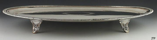 Antique English Old Sheffield Fused Silver Plate Oval Gadrooned Salver Tray