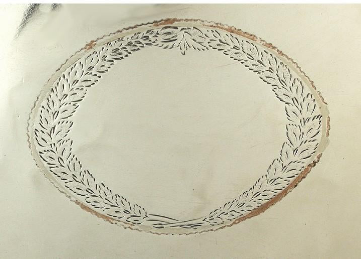 Antique English Old Sheffield Fused Silver Plate Oval Gadrooned Salver Tray