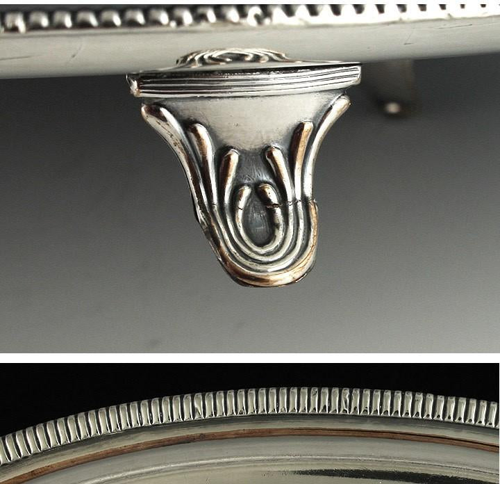 Antique English Old Sheffield Fused Silver Plate Oval Gadrooned Salver Tray