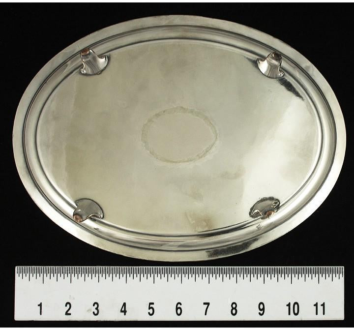Antique English Old Sheffield Fused Silver Plate Oval Gadrooned Salver Tray