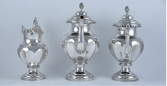 Antique c1850 Jones Ball Poor Boston American Coin Silver Coffee Tea Set