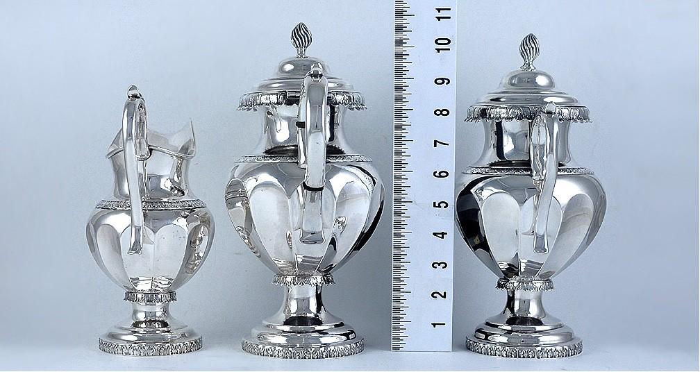 Antique c1850 Jones Ball Poor Boston American Coin Silver Coffee Tea Set