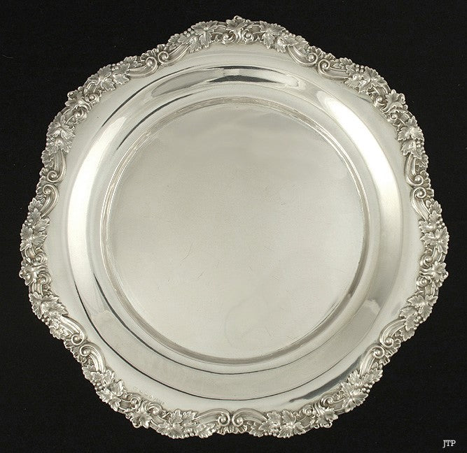 Antique 1920s Austrian Silver Grape Vine Tray/Charger/Platter 11 1/4"