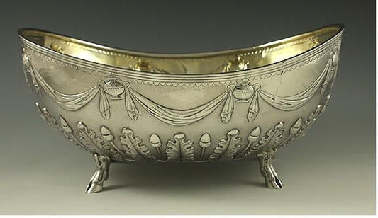 Antique 1836 English Georgian Sterling Silver Acorn Oak Leaf Bowl/Dish Set