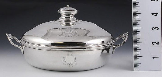 Antique c1780 Jacques Favre French 958 Silver Covered 2 Handle Serving Dish/Bowl