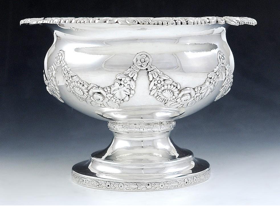 Antique 1824 Early Kirk Coin Silver Compote Raised Serving Dish 8"