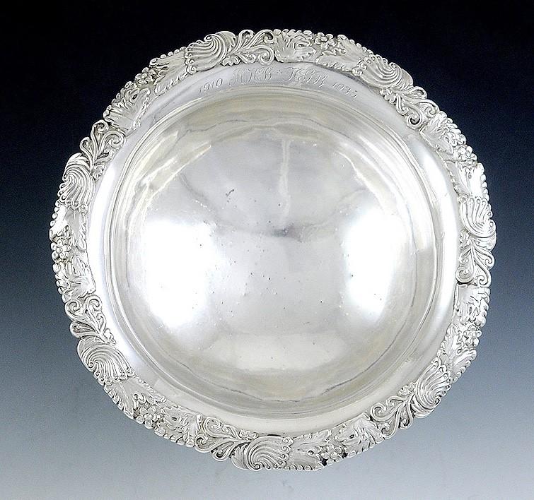 Antique 1824 Early Kirk Coin Silver Compote Raised Serving Dish 8"