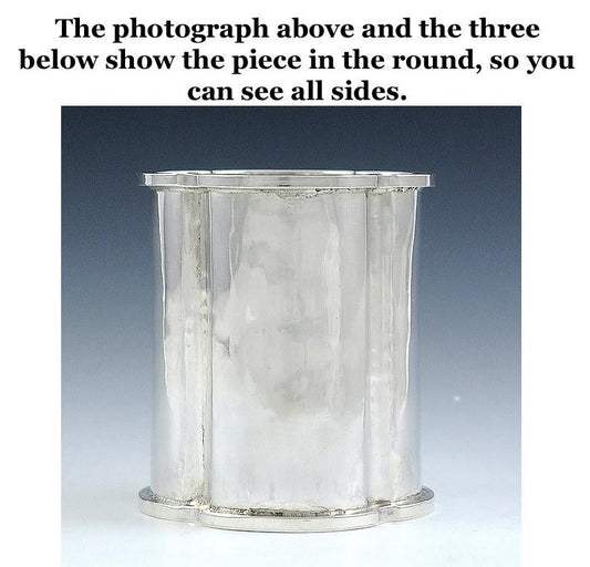 Antique 1930s Spanish Silver Hand Hammered Lobed Beaker Cup