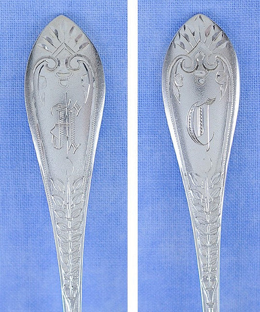 8 Antique c1873 Sterling Silver Gorham Palm Nut Seafood Picks