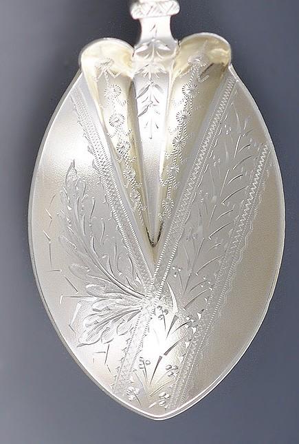 Antique c1875 Sterling Silver Gorham Japanese Gold Wash Sugar Shell Spoon