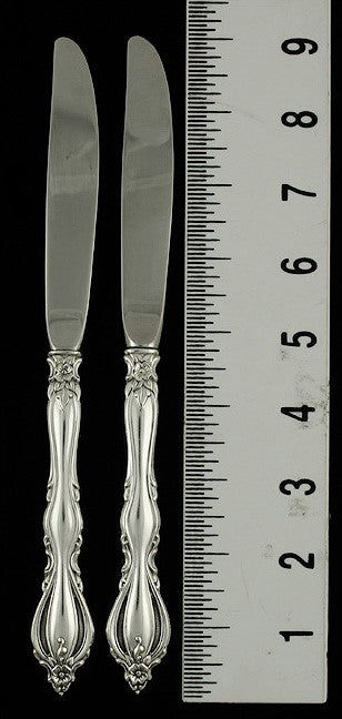 6 International Sterling Silver Grand Regency Dinner Knives 9"