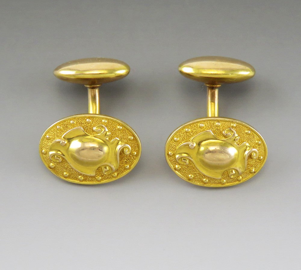 Antique c1900 American 14K Yellow Gold Victorian Style Cufflinks