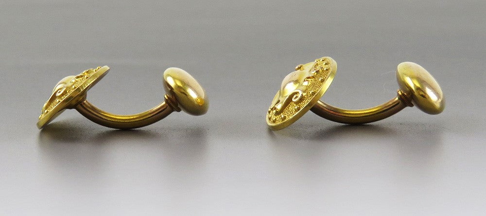 Antique c1900 American 14K Yellow Gold Victorian Style Cufflinks