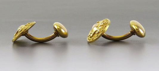 Antique c1900 American 14K Yellow Gold Victorian Style Cufflinks