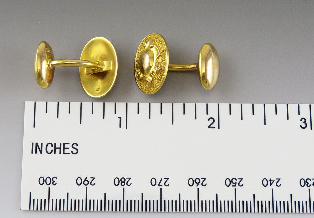 Antique c1900 American 14K Yellow Gold Victorian Style Cufflinks