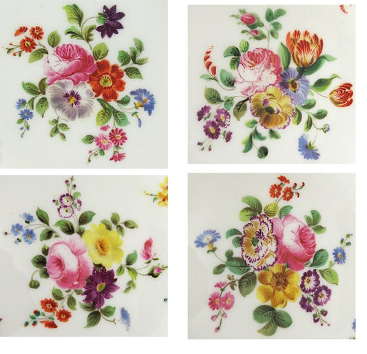 Great 10 Antique c1860s Colorful Floral Gilt Paris Porcelain Soup Bowls 8 1/2"