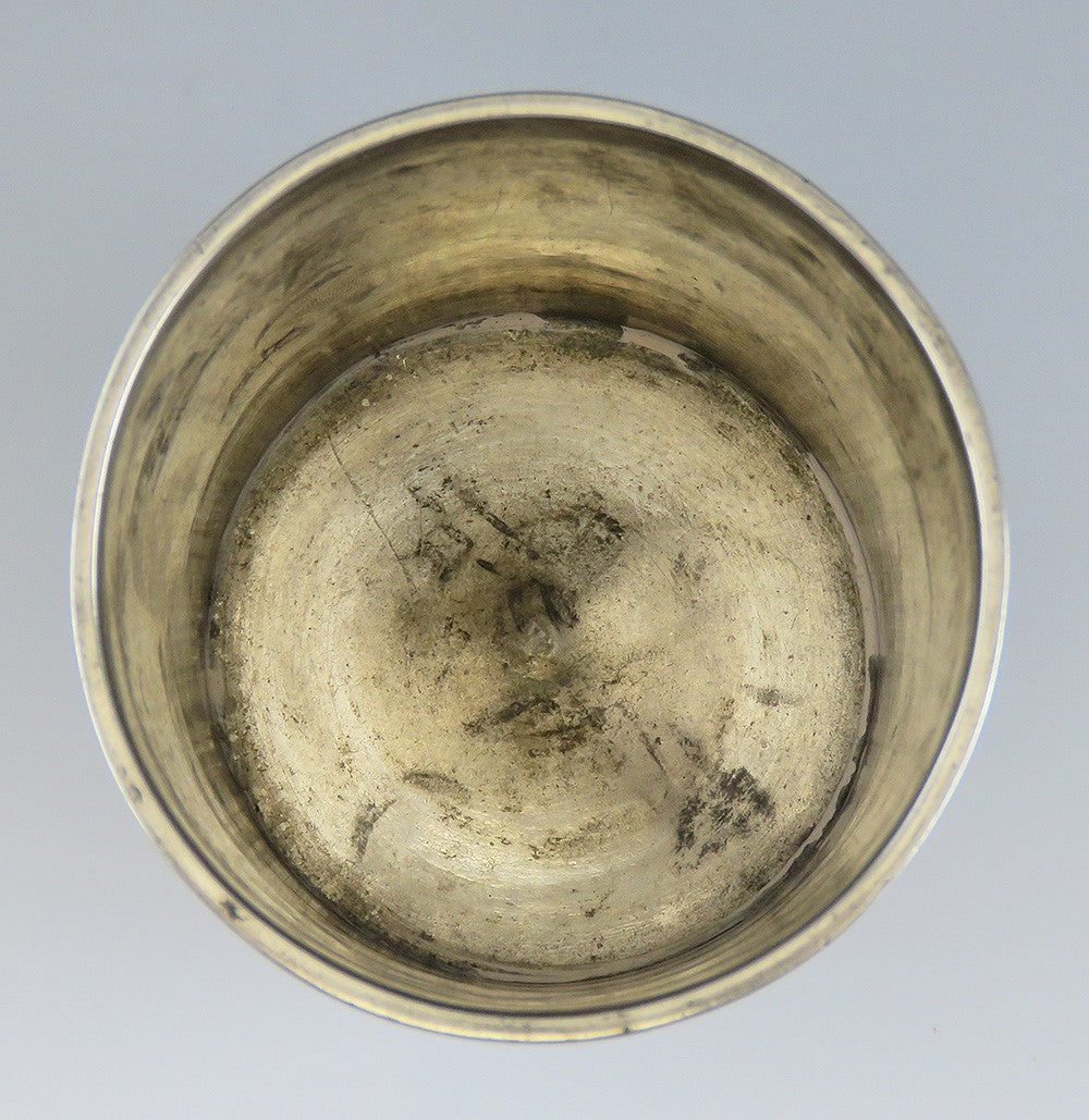 late 1600s Norwegian Scandinavian Hand Engraved Pewter Beaker Cup
