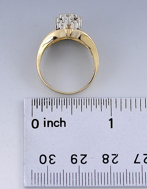 Superbly Crafted 14K Yellow Gold Openwork Cluster Ring W/ .60ct Diamonds Size 7