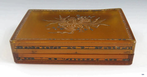 Antique 18th Century Engraved Horn and Brass Cigarette Box