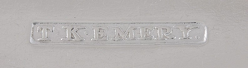 c1815 Fine Pair American Coin Silver Serving/Table Spoons Fiddle Pat by Emery