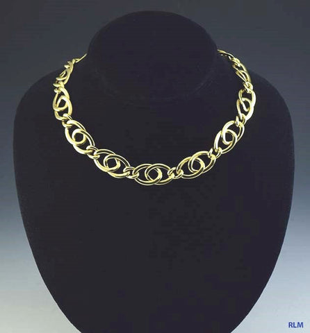 Italian Modern 14k Gold Oval Link Necklace/Chain
