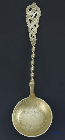 1901 beautiful 833 silver Danish serving spoon w/ mythological dragon handle