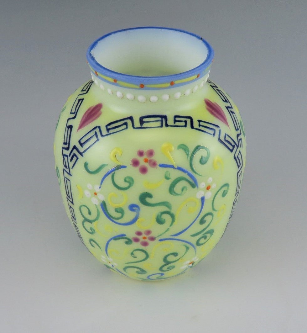 Antique English Victorian Thomas Webb Moroccan Tapestry Pat. Hand Painted Vase