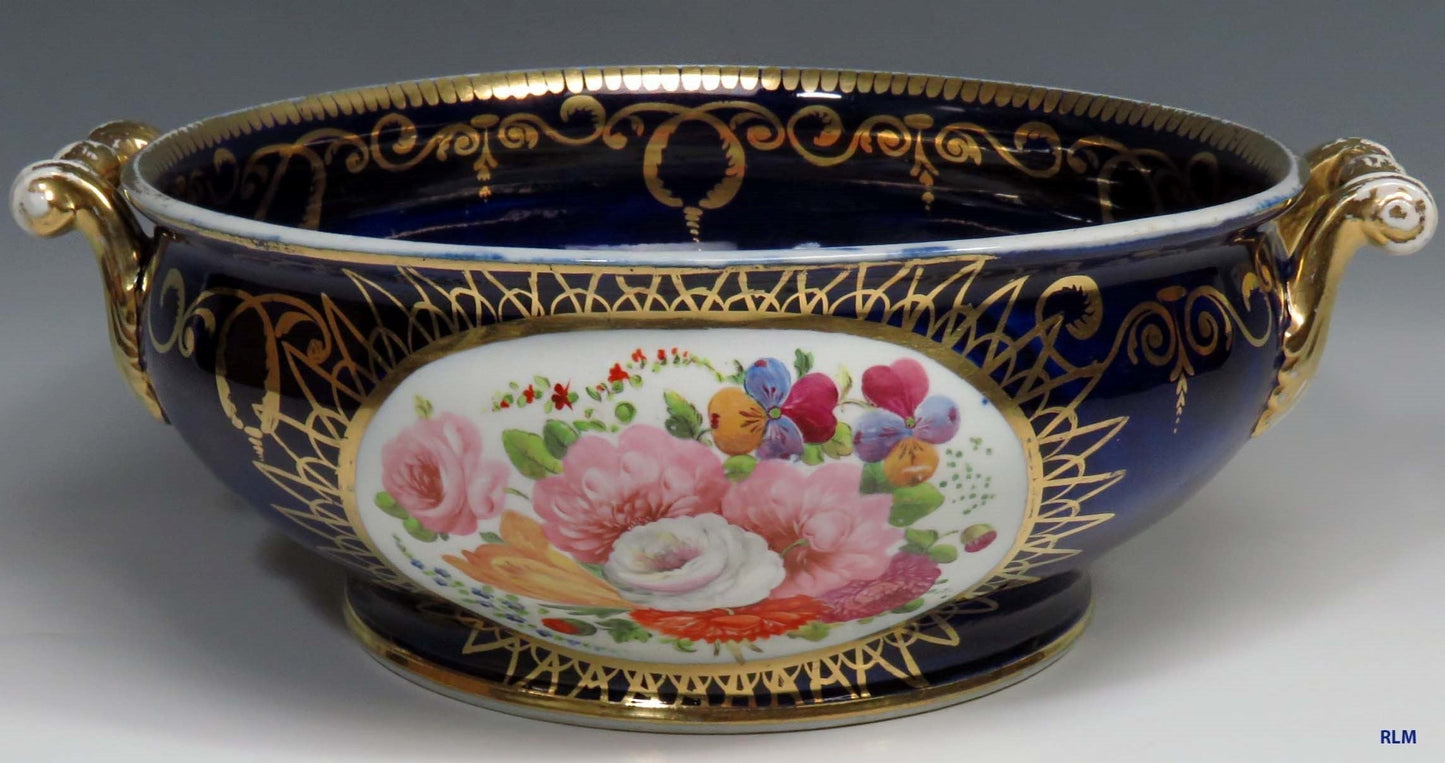 Beautiful 1750's-1770's Antique French/English Porcelain Blue Flower Bowl