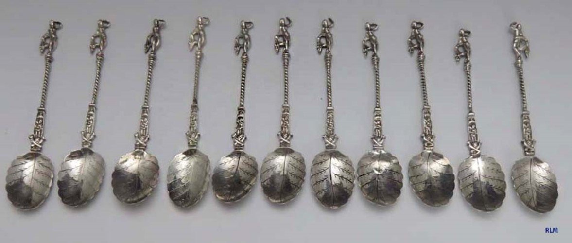 11 Late 1800's-Early 1900's Antique German/Dutch 800 Silver Hanau Spoons