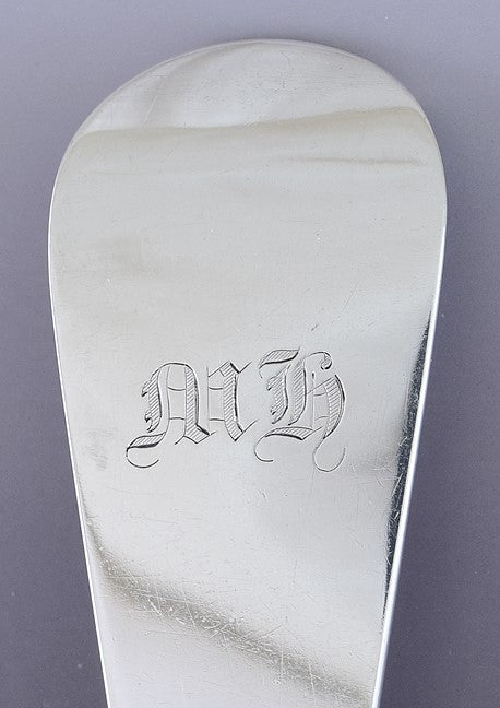 1833 Nice English Georgian Sterling Silver Serving Stuffing Platter Spoon 12"