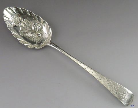 Antique 1830 English Sterling Silver Classical Fruit Serving Spoon