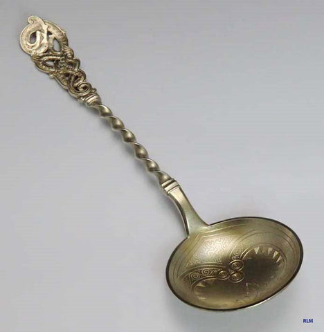 1901 antique Danish 826 silver dragon handle "bibs" serving spoon