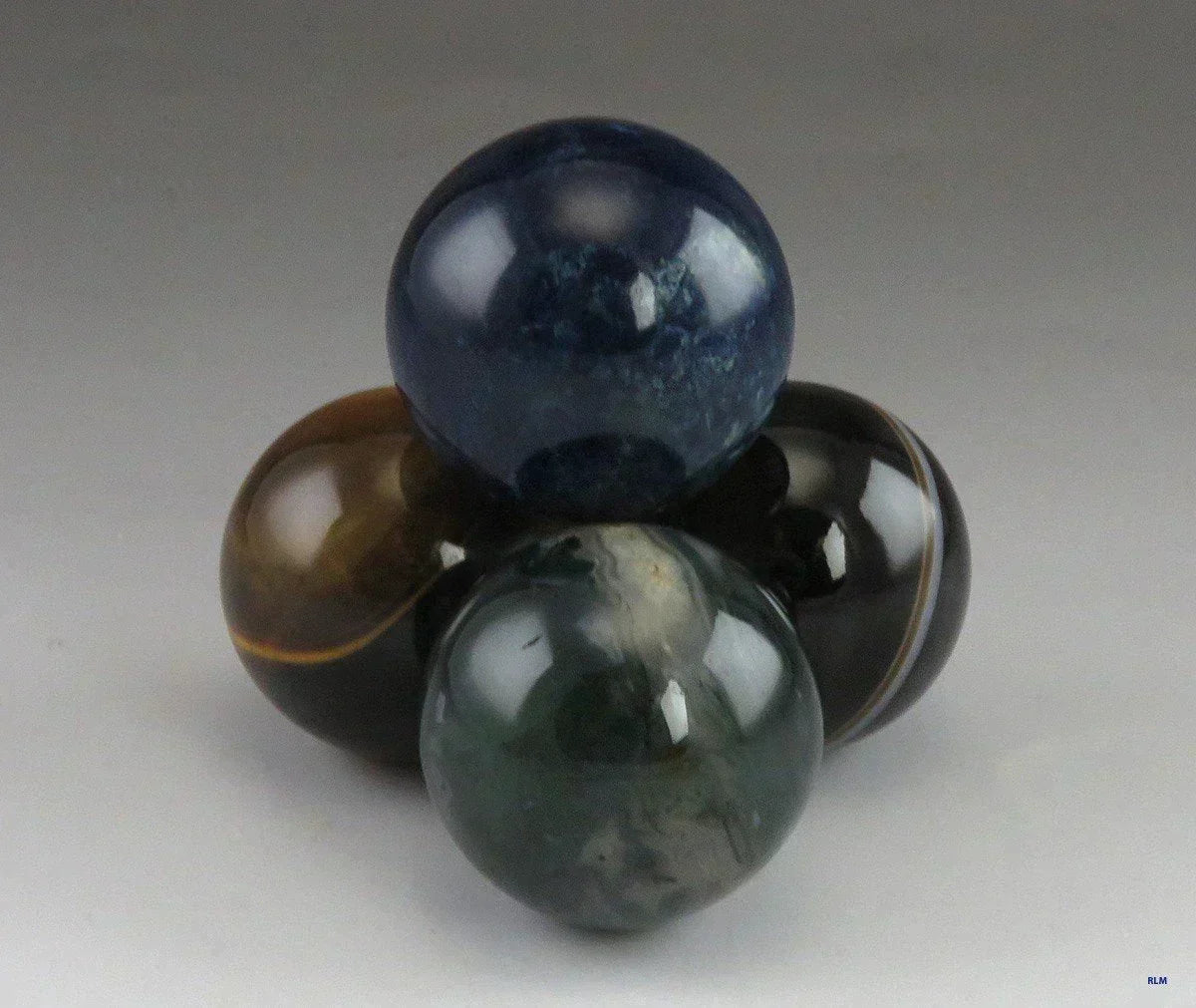 Semiprecious Sphere Pyramid Paperweight Agate Lapis Tiger Eye Natural Stones