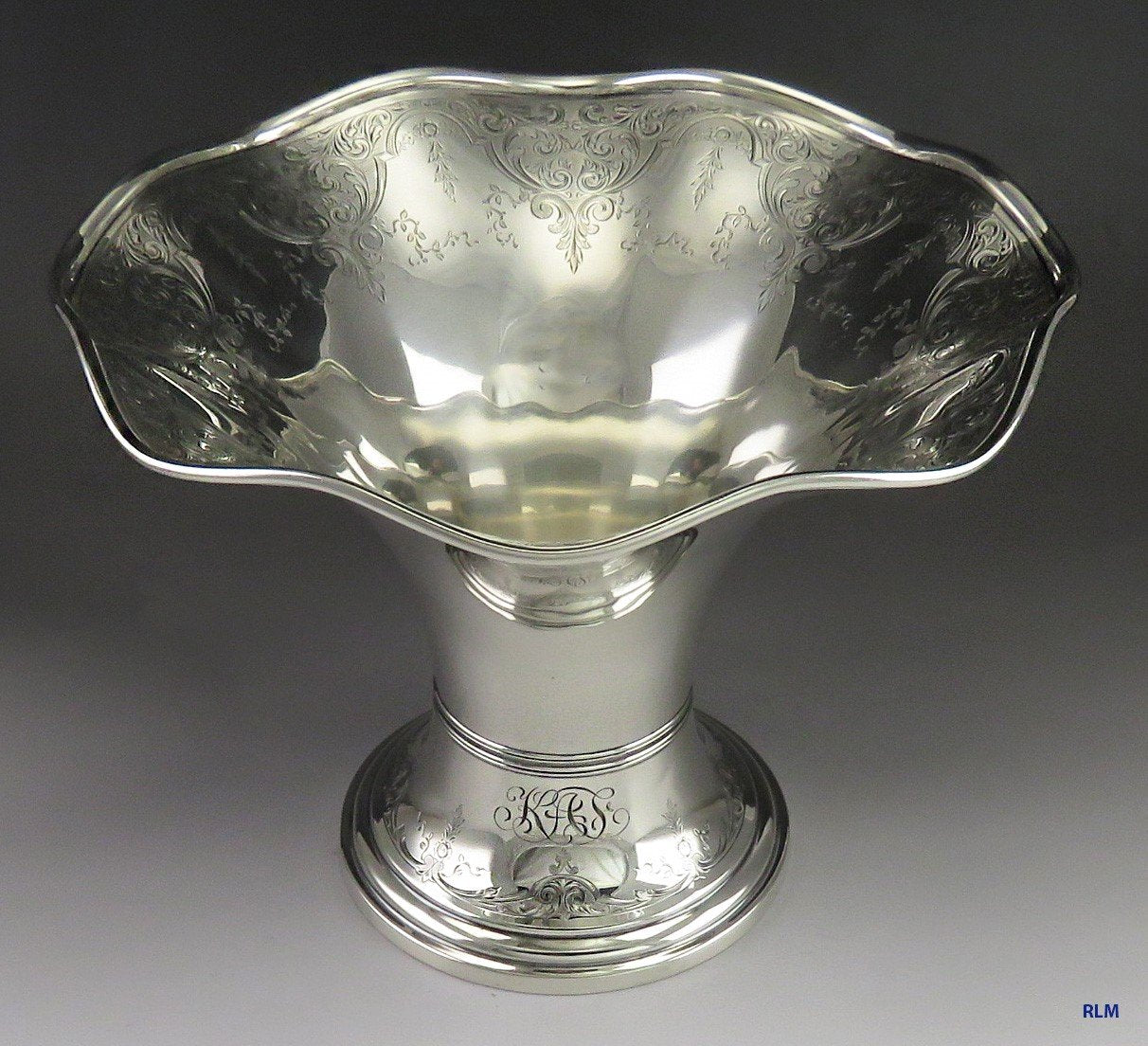 Ornate Antique 1917 Gorham Sterling Silver Engraved Vase