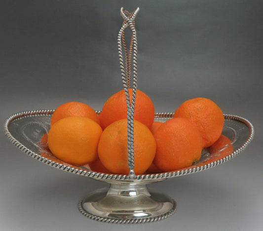 c1850s Superb American 950 Silver Ropetwist Swing Handle Basket Eoff & Shepard