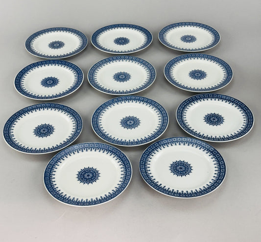 11 Antique Royal Worcester 7 Inch Plates Blue and White 1889