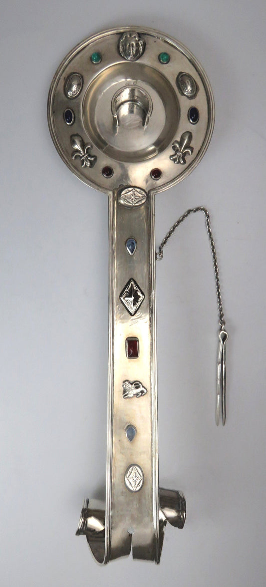 Large 17th Century Style Spanish Silver Chamber-stick Candle Holder