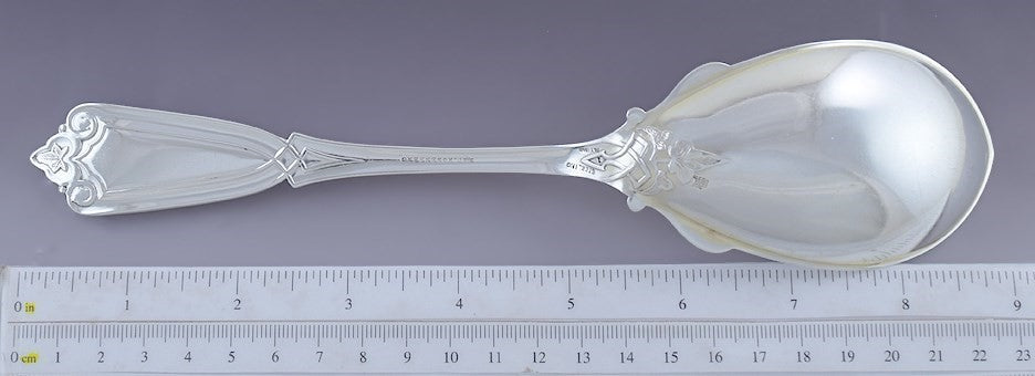 Antique Whiting Sterling Silver Ivy Large Casserole Serving Spoon 8 3/4"