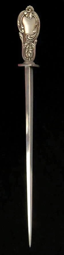 Antique c1922-1929 Superb European Silver Meat Skewer / Letter Opener