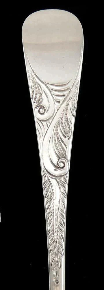 Antique 1796 English Sterling Silver Chased Gilded Fruit Serving Spoon